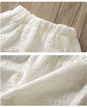 2021 Summer Lace Decoration Cotton Solid Color Ruffle Baby Children Shorts Kids Shorts Girls Shorts