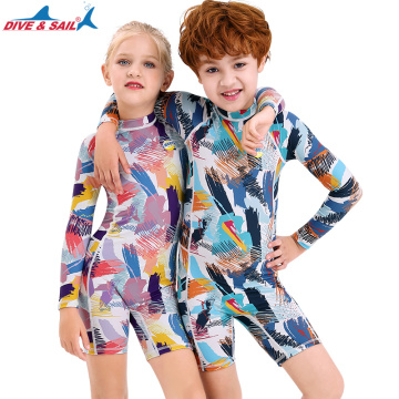 1pc Dive sail Girls Swimsuit One Piece Swimwear Diving suit Boys Kids Back Zip Rash Guard Bathing Suits Sunsuit UV UP F50+