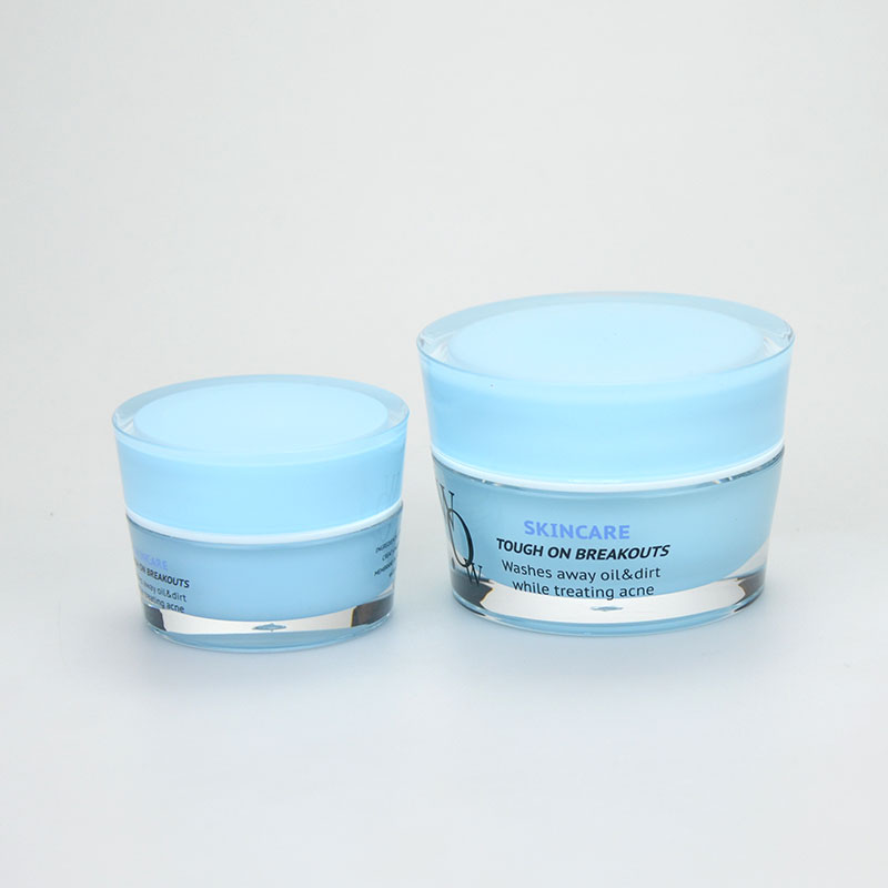 Luxury 15 ml 30ml 50g Plastic acrylique Vide pots cosmétiques Bouteilles Continier Bleu Couvercle