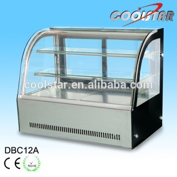 bakery double layer glass door stainless steel cake refrigerating display showcase