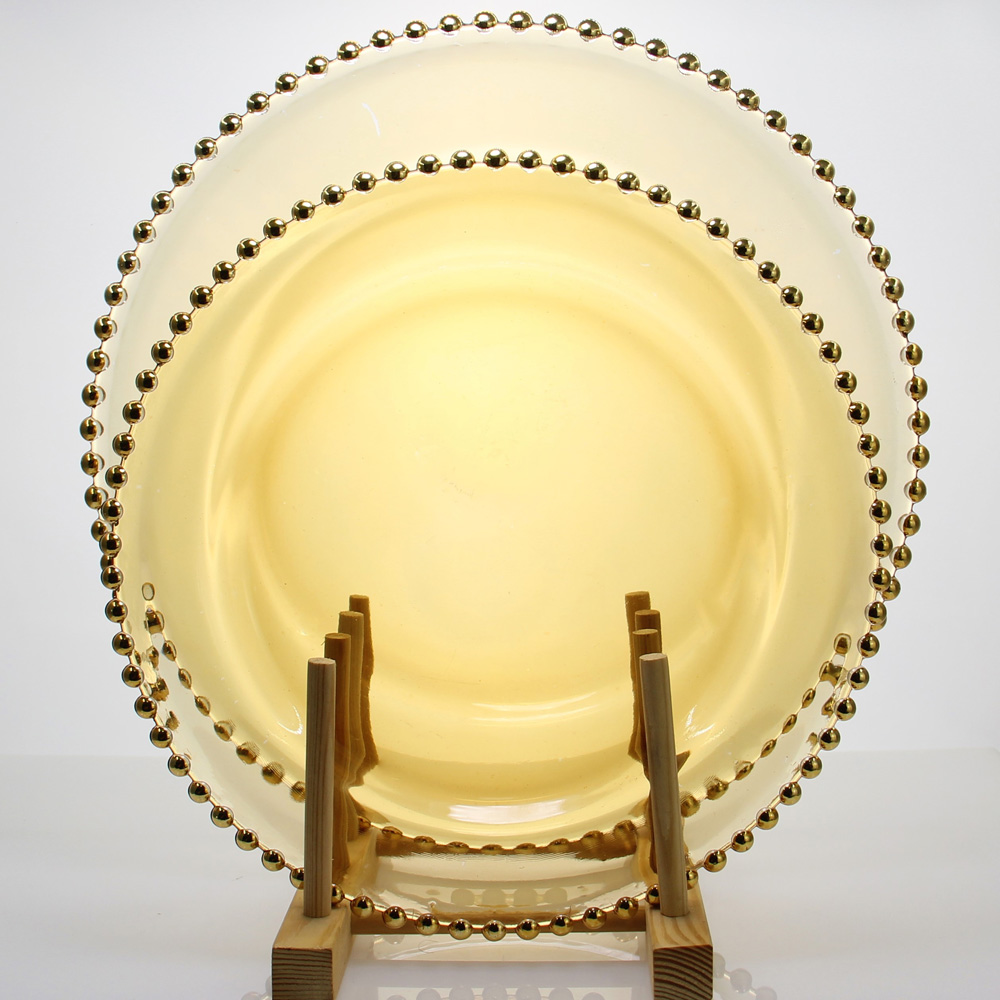 Gold Beaded Glass Charger Plates