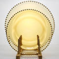 Gold Beaded Amber Colored Glass Charger Dish Plates