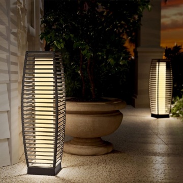 Solar-Powered Rattan Floor Light for Outdoor Garden and Patio-decoration
