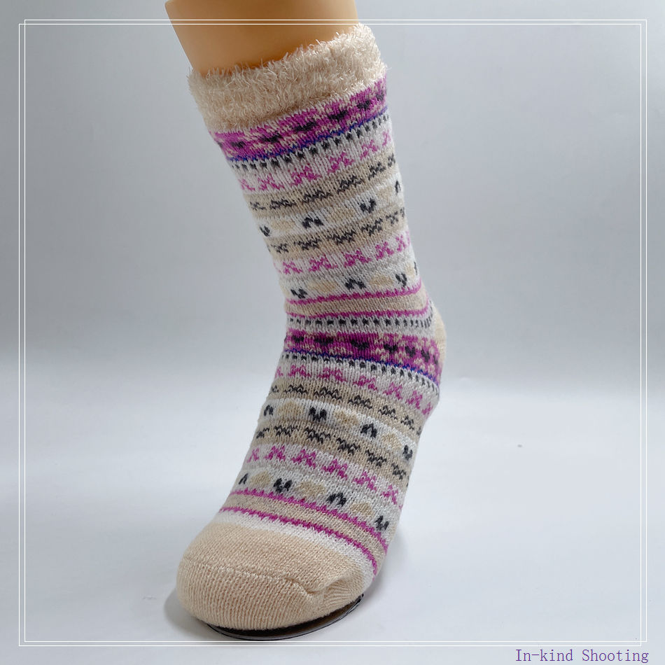 Wholesale women double layer cosy socks fuzzy sock