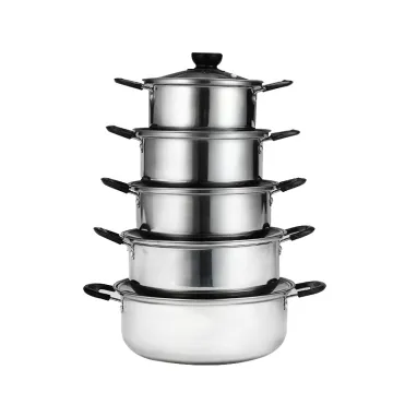 10PCS Hot Sale Arc Pot Stainless Steel Cooking Casserole Cookware Kitchen Pot Set