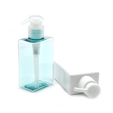 Factory OEM 100ml 150ml transparent blue square cosmetic pump bottle hand wash soap lotion bottle