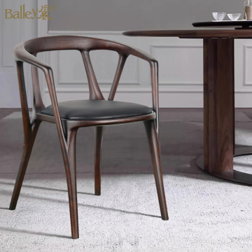 Mid-Century Modern Minimalist Wooden Dining Chairs with PU Leather for Restaurant and Living Room Aesthetic