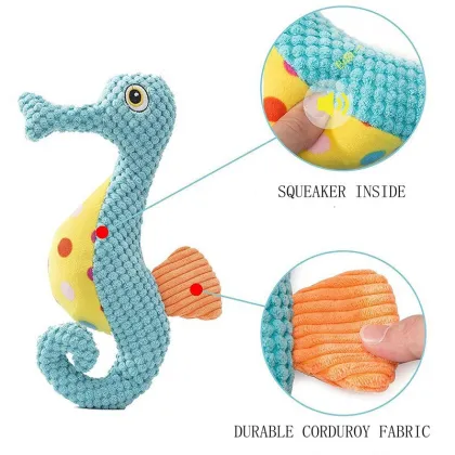 Squeaky Plush Sea Horse Dog Toy
