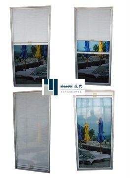 Pleated insect screen door with double pannel