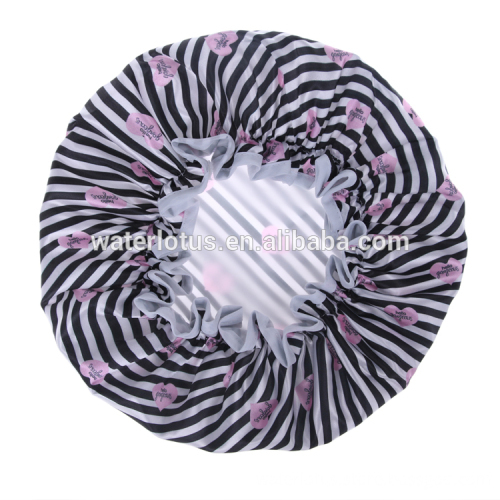 factory new style unique mouth print durable waterproof satin shower cap