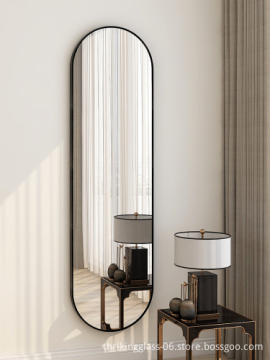 Full length Decorative irregular shape dressing live room black Metal Framed Wall Mirror
