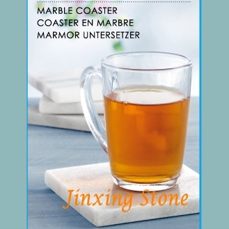 Set of 4 Square White Marble Coaster