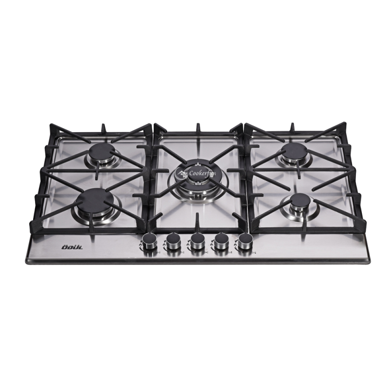 5 burners Black tempered glass Easy to operate hotel Portable Table Top Gas Stove