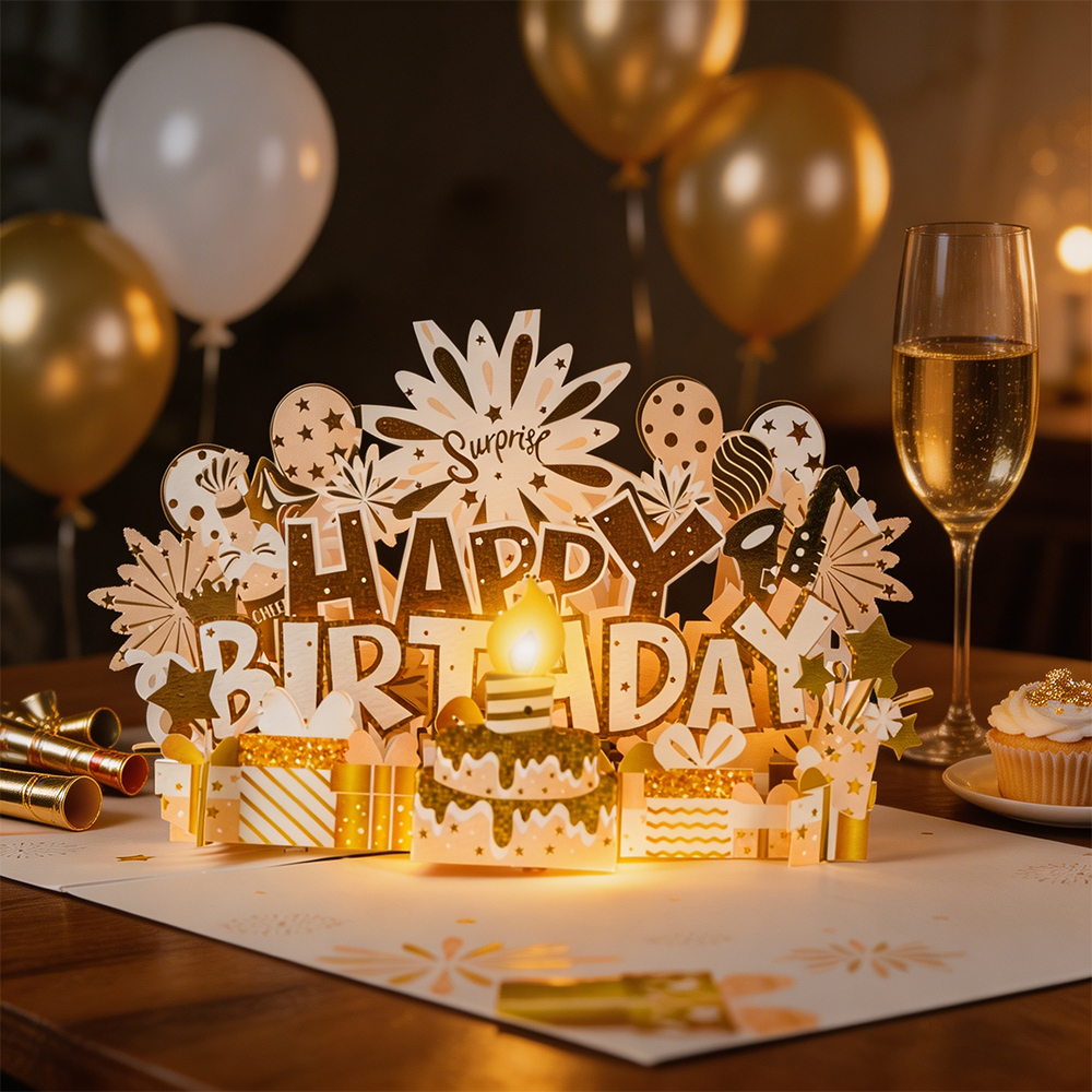 luxury birthday pop up card