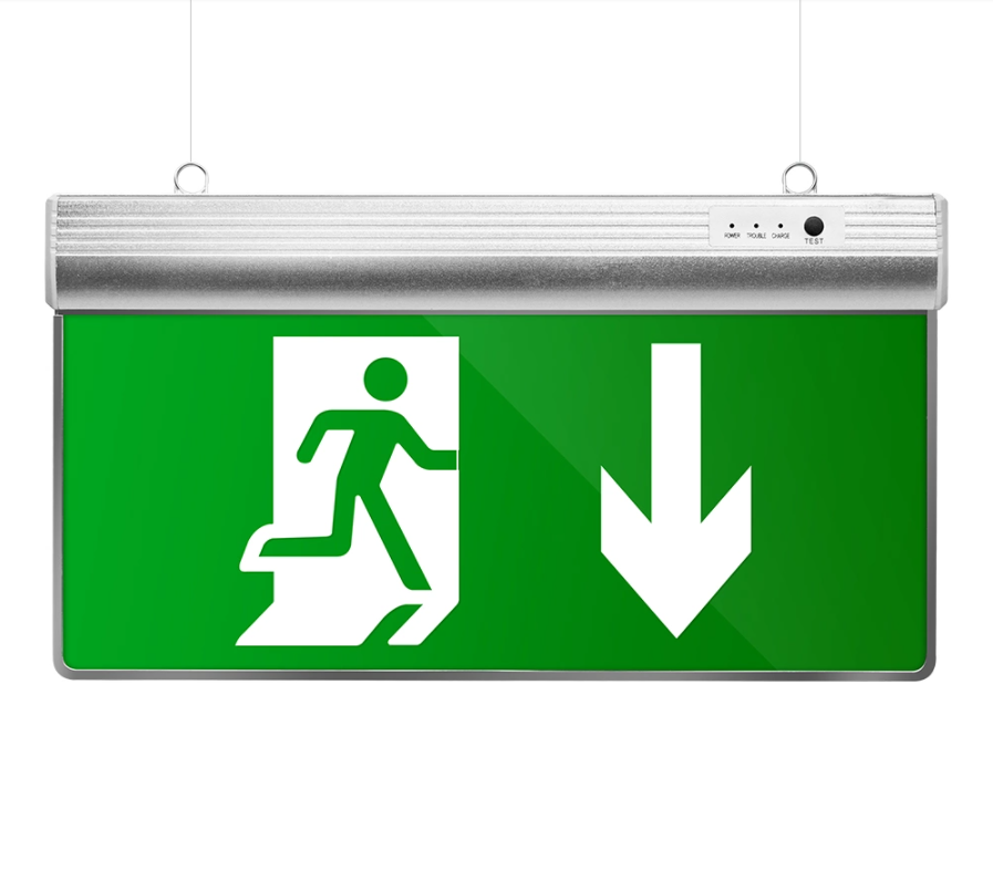 Green emergency exit indicator light