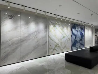 Hot Selling Luxury Blue Jade Marble Look Sintered Stone for Interiors