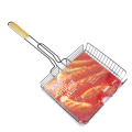 Non-stick grill basket with wooden handle