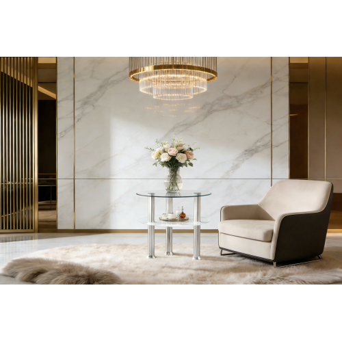 Стильный двухъярусный столик со стеклянной столешницей