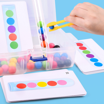 Brain Concentration Training: Wooden Color Logic Game with Sensory Hands and Clip Beads Toy