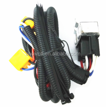 Car Auto Headlight H4 Relay Harness Wire Halogen Kit with Ceramic Controller Socket Plugs