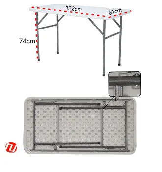 4FT 122CM Plastic Outdoor Trestle Table HY-C122A for Camping and Dining