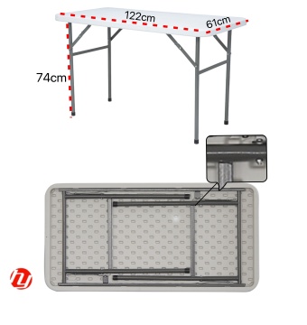 4FT 122CM Plastic Outdoor Trestle Table HY-C122A for Camping and Dining