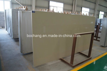 Pure Beige Artificial Marble Quartz for Tile Slab Countertop
