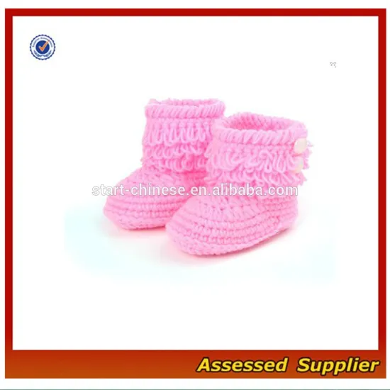 Unisex Boy Girl Baby Newborn Infant Hand Knitting Crochet Beige Tassel Buckle Shoes Socks Boots +Random gift MLL710