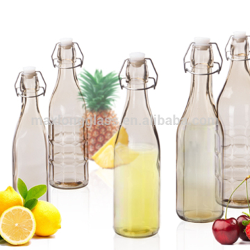 Gray color 1L glass bottle with clip lid