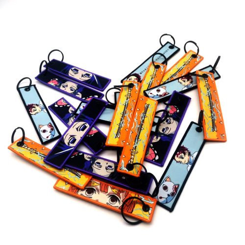 Custom Woven Keychain Custom Short Japanese Fabric Personalised Keychain Woven Tag Factory