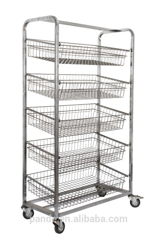 Restaurant stainless steel or chrome plated kitchen storage trolley