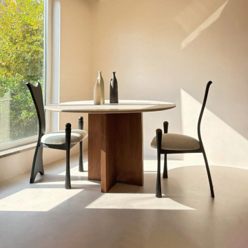 Modern Natural Stone Table with Solid Wood Legs - Dreamhouse High Quality Furniture