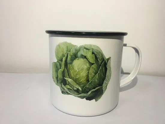 Enamelware Mug Vintage Vegetable Patten
