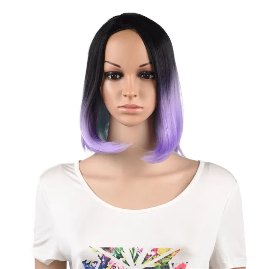 12 inch Synthetic Hair Wig for Women Medium Straight Ombre Wigs High Temperature Heat Resistant Fiber Cosplay Party Wig