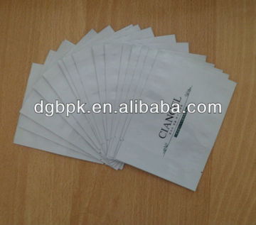 white shinning lamination 3 sides sealed bag cosmetic packaging