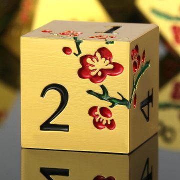 Flower Featured Solid Metal DND Dice Set of 7 PCS, Flower Metallic DND Dice Set for Dungeons and Dragon Tabletop Game