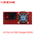 40 portas Al USB Charger Red 300W