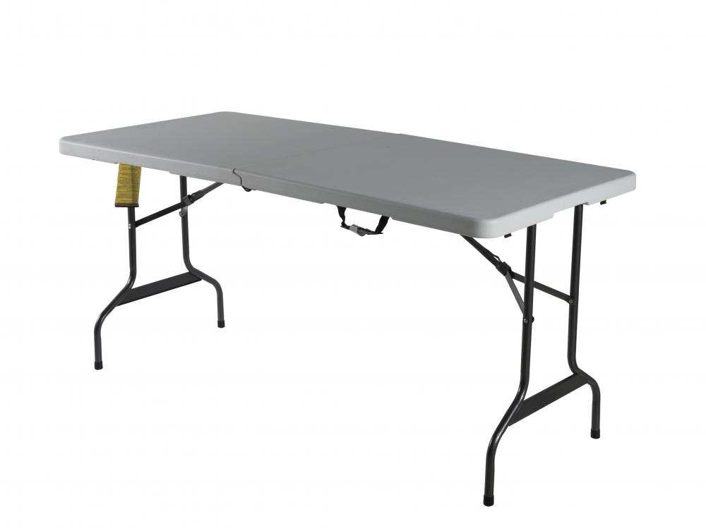 White plastic fold up tables