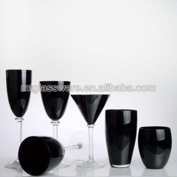 handemade fany design glass set wine glass with black