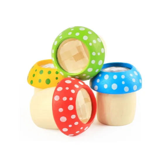 Rainbow Wooden Toys Gifts Educational Toy Cute Mini Kaleidoscope Bee Eye Effect Polygon Prism Children Toy