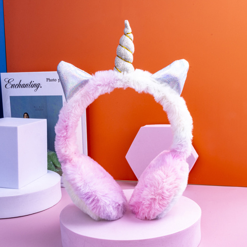 Trendy lindo unicornio niños encantadores auriculares de invierno de pelaje de lujoso