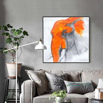 Orange Elephent Handmade Oil Paintings