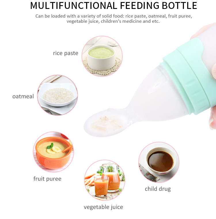 silicone feeding bottle with spoon 