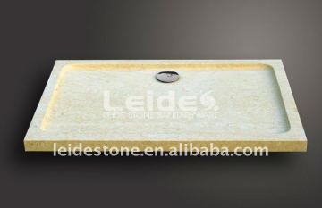 Beige marble solid stone shower base