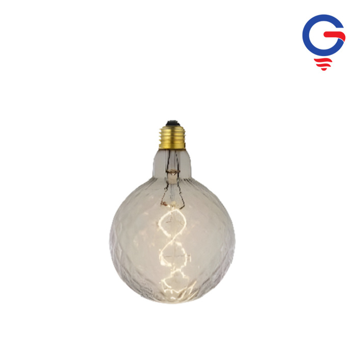 Light Gray Faceted Globe LED Bulb