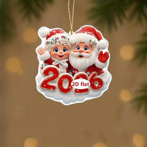 Noel Baba Çift Akrilik Noel Süs Seti