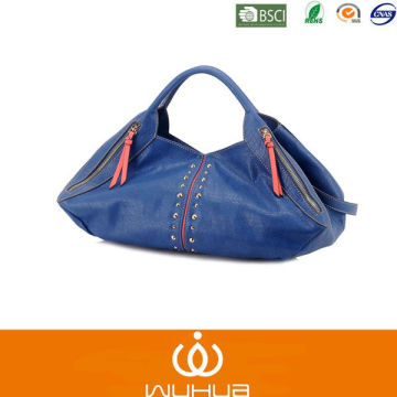 2014 New Fashion Blue Pu Ladies Handbags/Bags With Long Shoulder Strap
