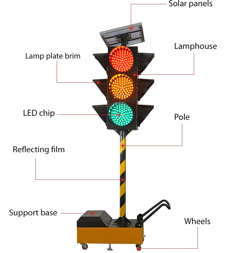 Solar Panel LED Traffic Signal Lights 