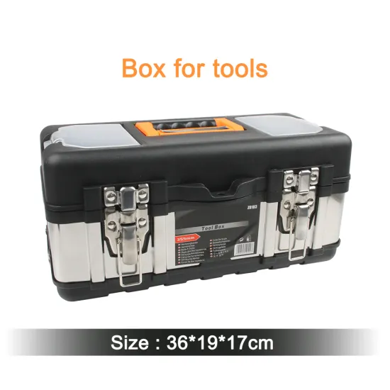 Portable Large stainless steel toolbox household maintenance electrician plastic Tool Box Multifunctional set Free shipping 14"