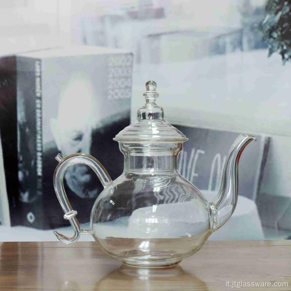 Nuova teiera in vetro per tè fiorita resistente al calore con infusore